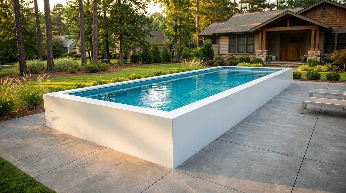 8 x 24 Alpine White Blue Topaz Architectural Pool