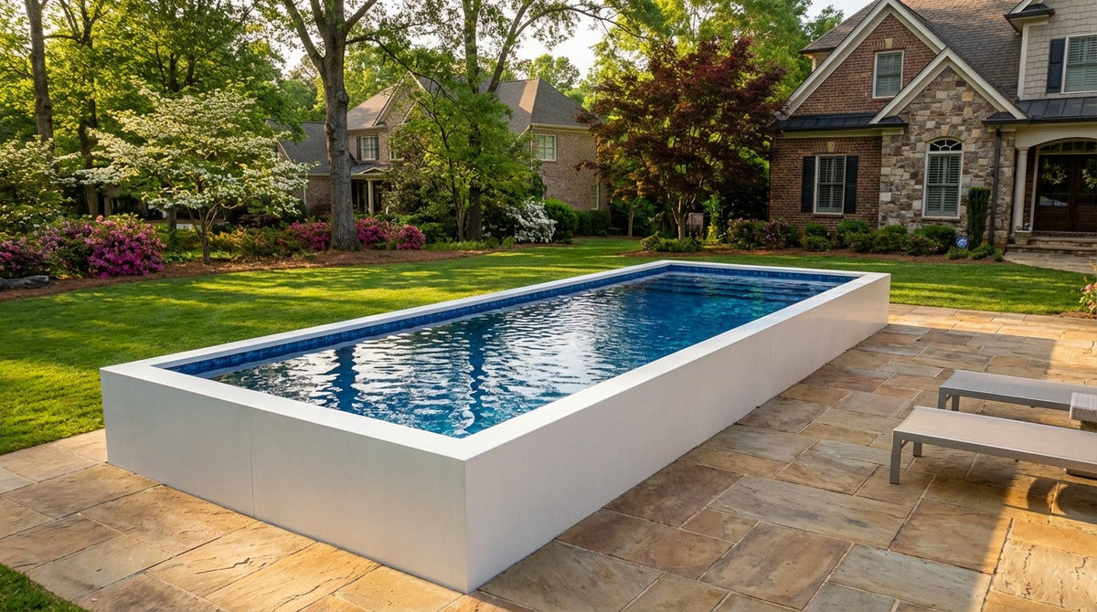 8 x 24 Alpine White Mystic Blue Architectural Pool