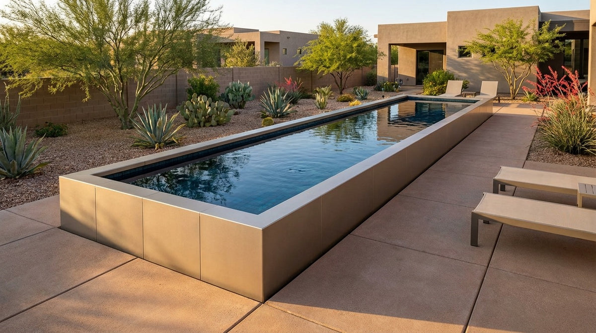 8 x 28 Champagne Mist Black Sapphire Architectural Pool