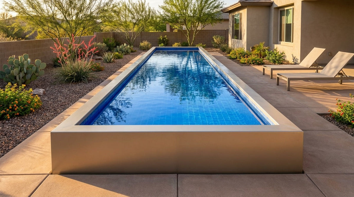 8 x 28 Champagne Mist Blue Matrix Architectural Pool