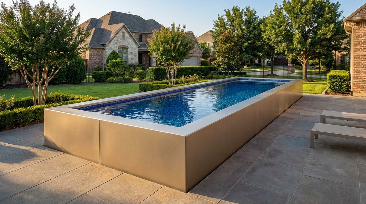 8 x 28 Champagne Mist Mystic Blue Architectural Pool