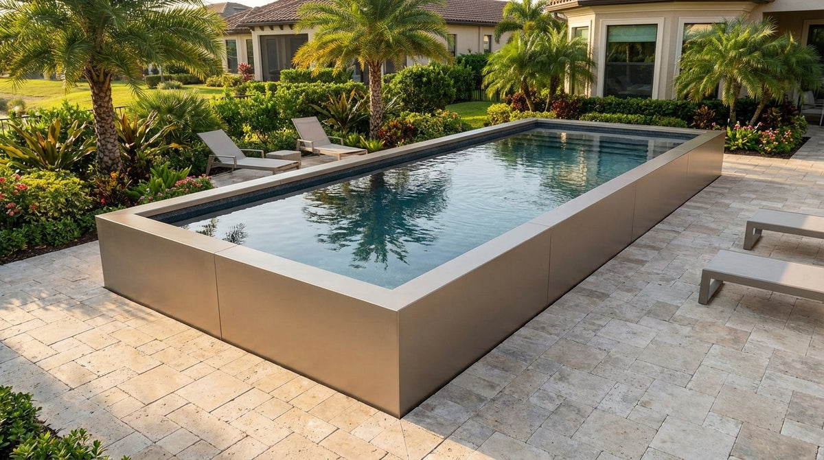 8 x 28 Champagne Mist Titanium Stone Architectural Pool