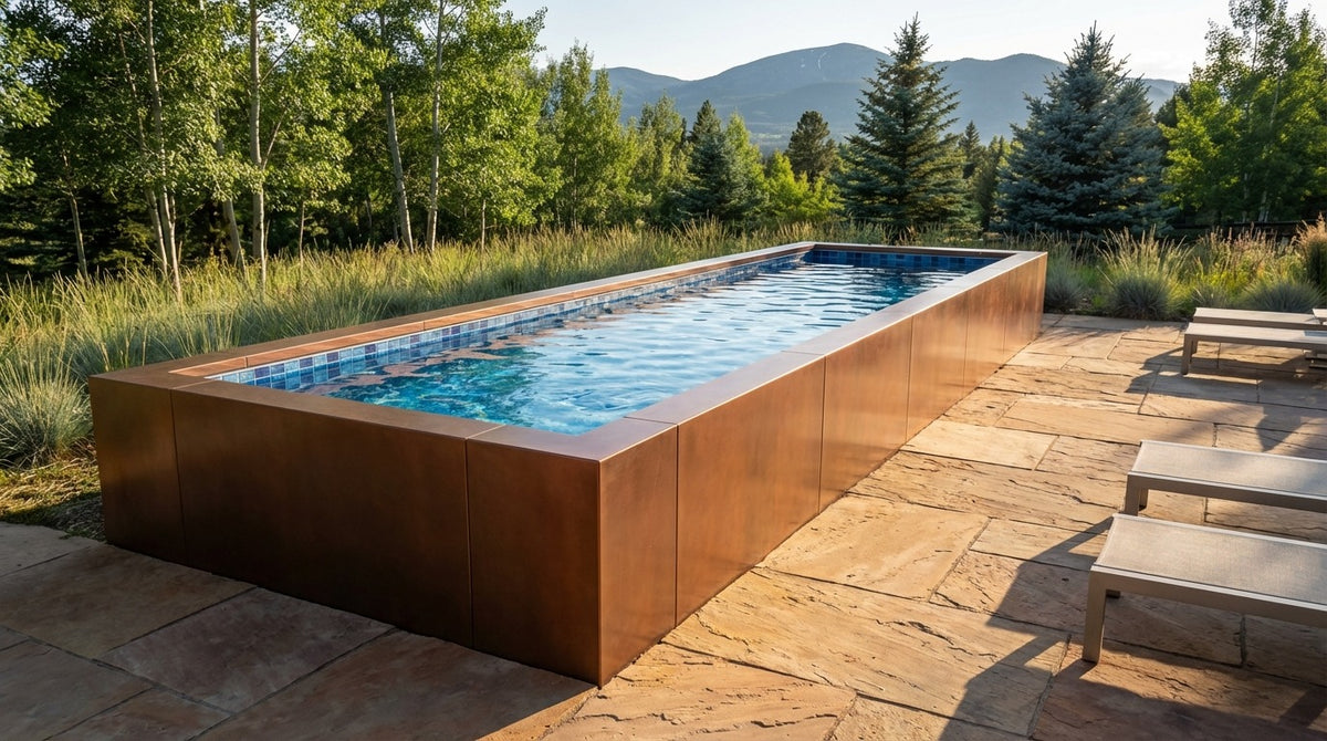 8 x 28 Espresso Copper Mystic Blue Architectural Pool