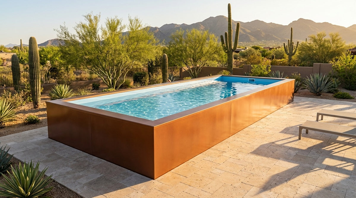 8 x 28 Espresso Copper Aqua Blue Architectural Pool