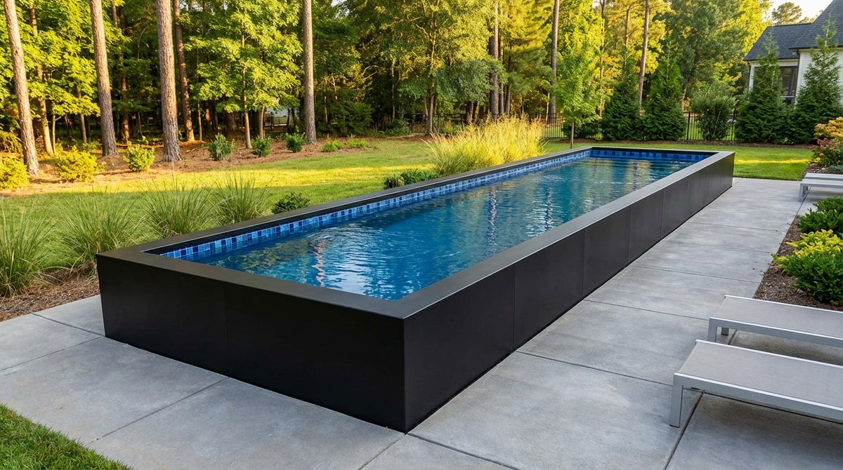 8 x 28 Midnight Black Mystic Blue Architectural Pool