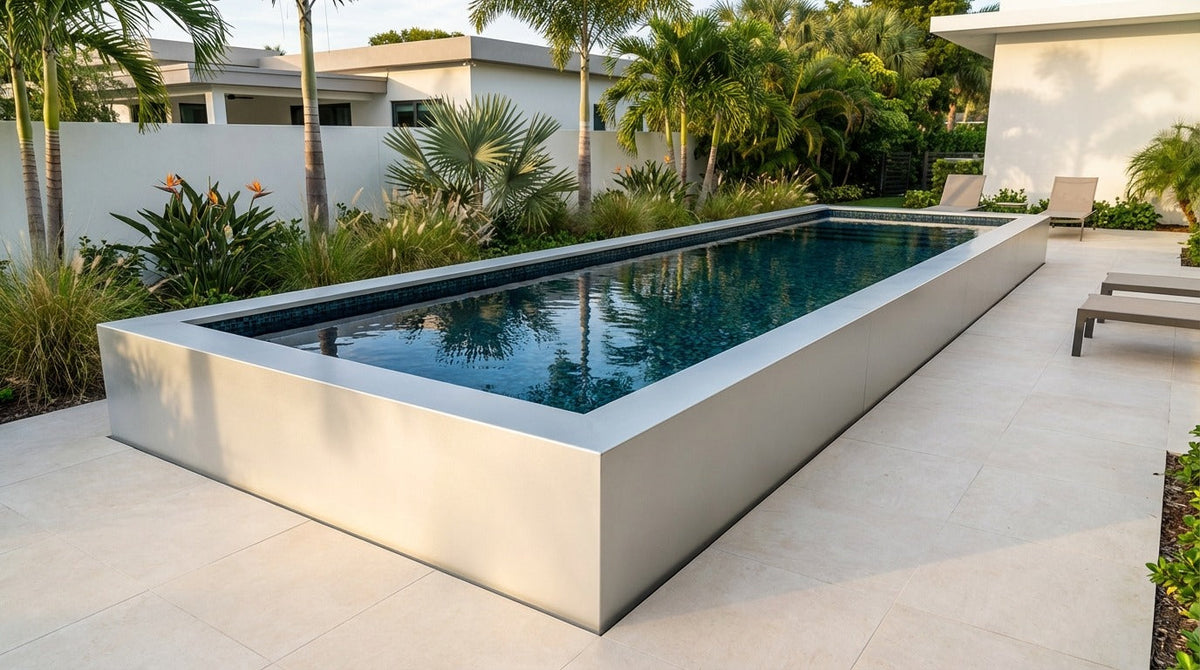 8 x 28 Alpine White Black Sapphire Architectural Pool