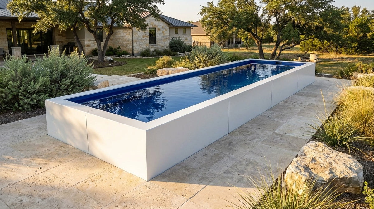 8 x 28 Alpine White Deep Sea Blue Architectural Pool