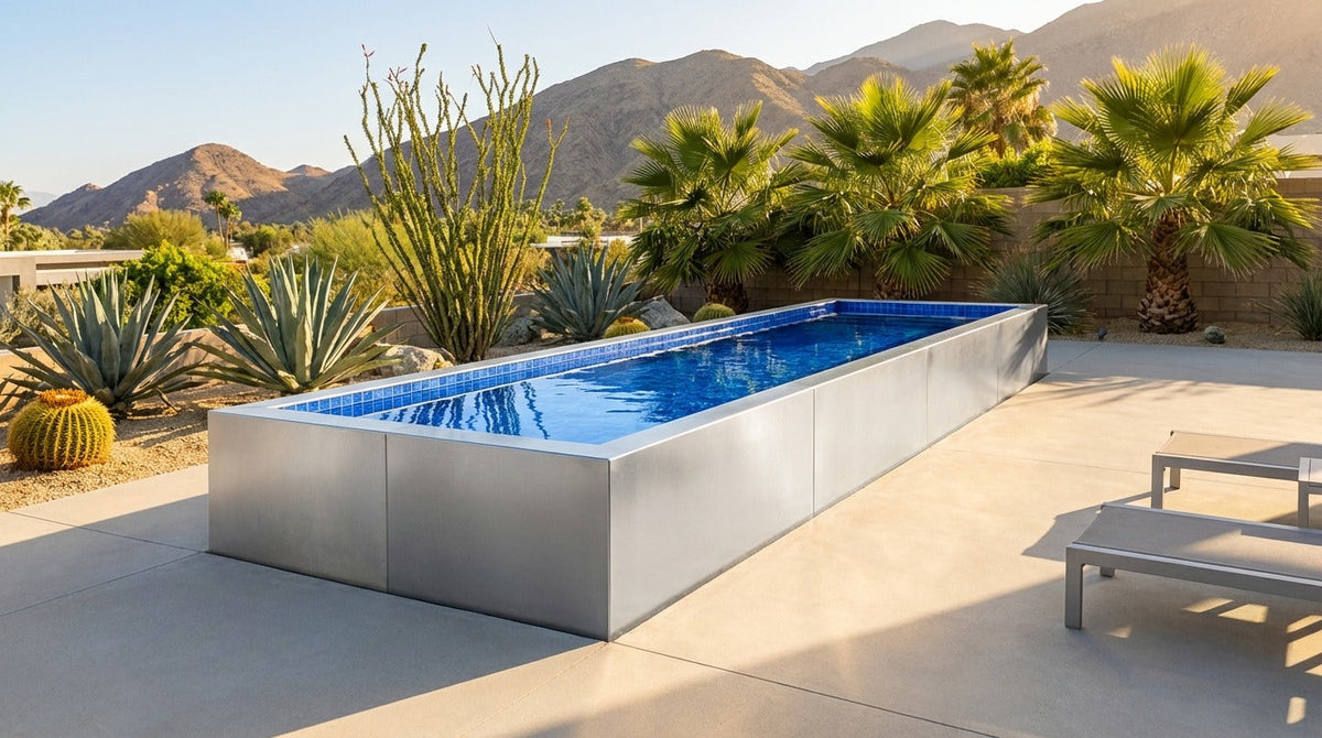 8 x 28 Platinum Silver Blue Matrix Architectural Pool