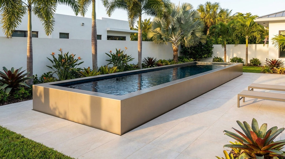 8 x 32 Champagne Mist Black Sapphire Architectural Pool