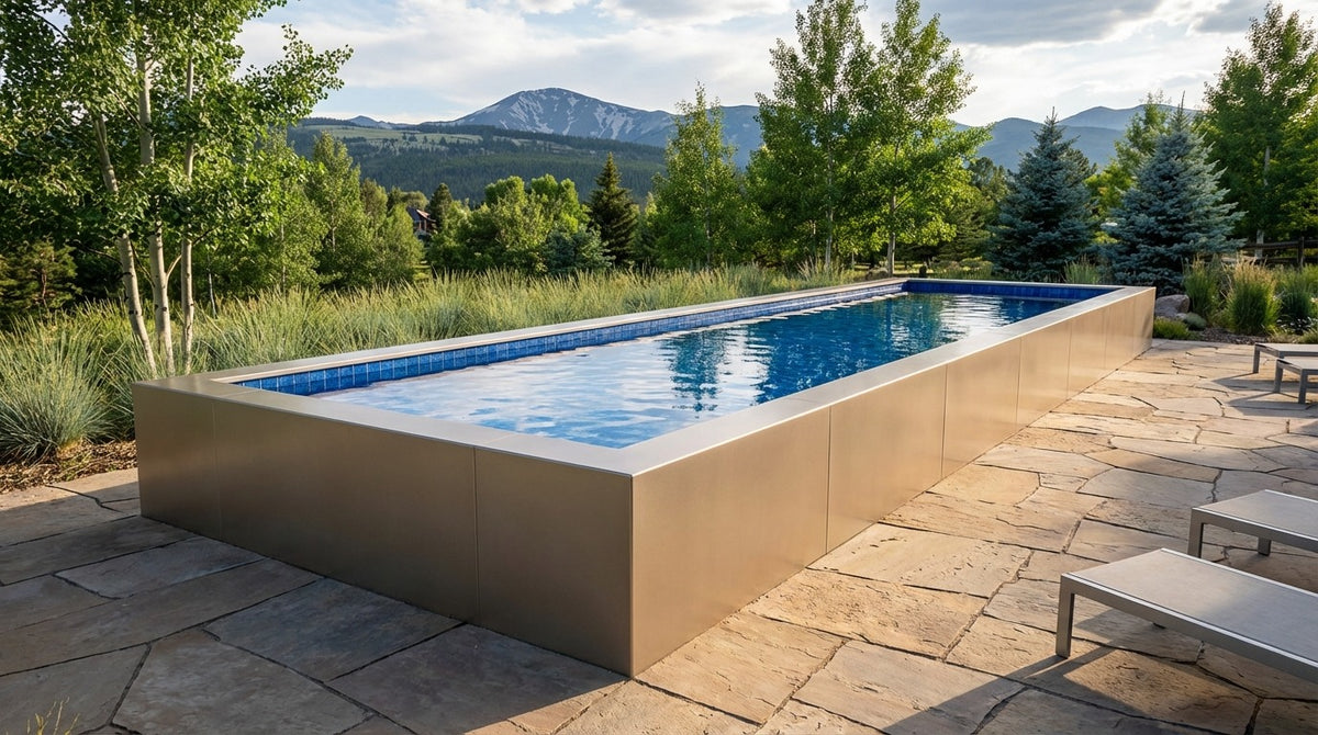 8 x 32 Champagne Mist Blue Matrix Architectural Pool