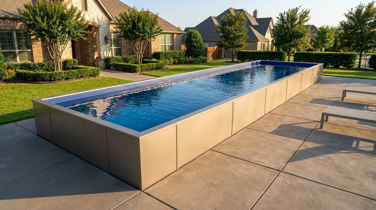 8 x 32 Champagne Mist Deep Sea Blue Architectural Pool