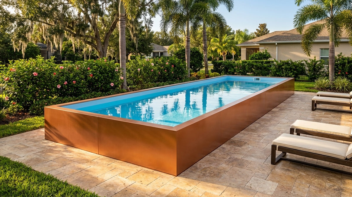8 x 32 Espresso Copper Aqua Blue Architectural Pool