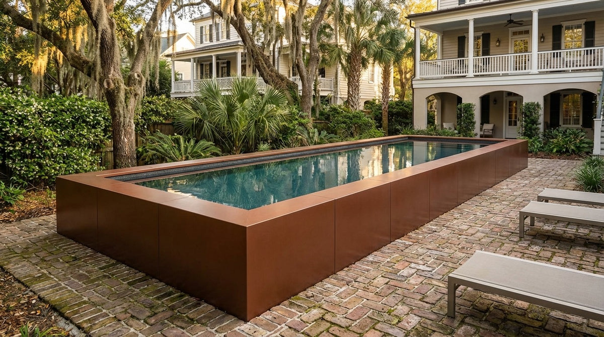 8 x 32 Espresso Copper Titanium Stone Architectural Pool