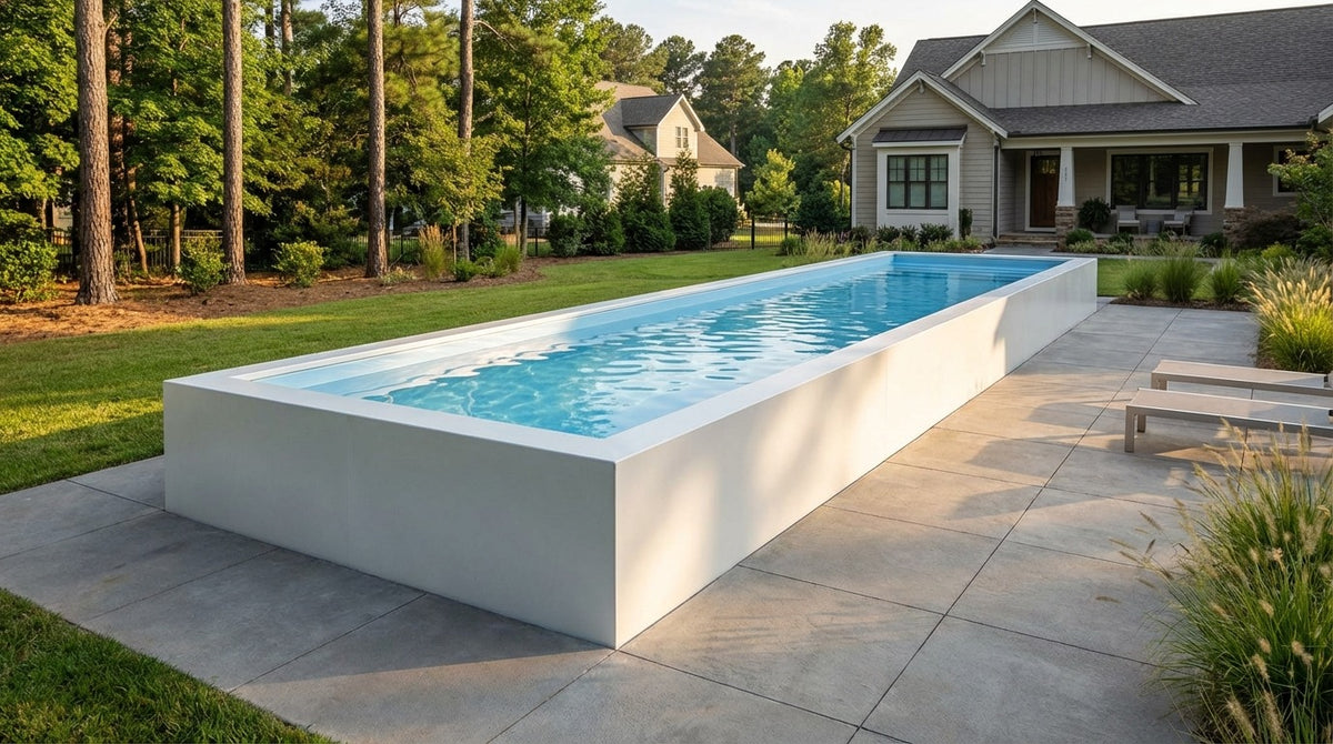 8 x 32 Alpine White Aqua Blue Architectural Pool