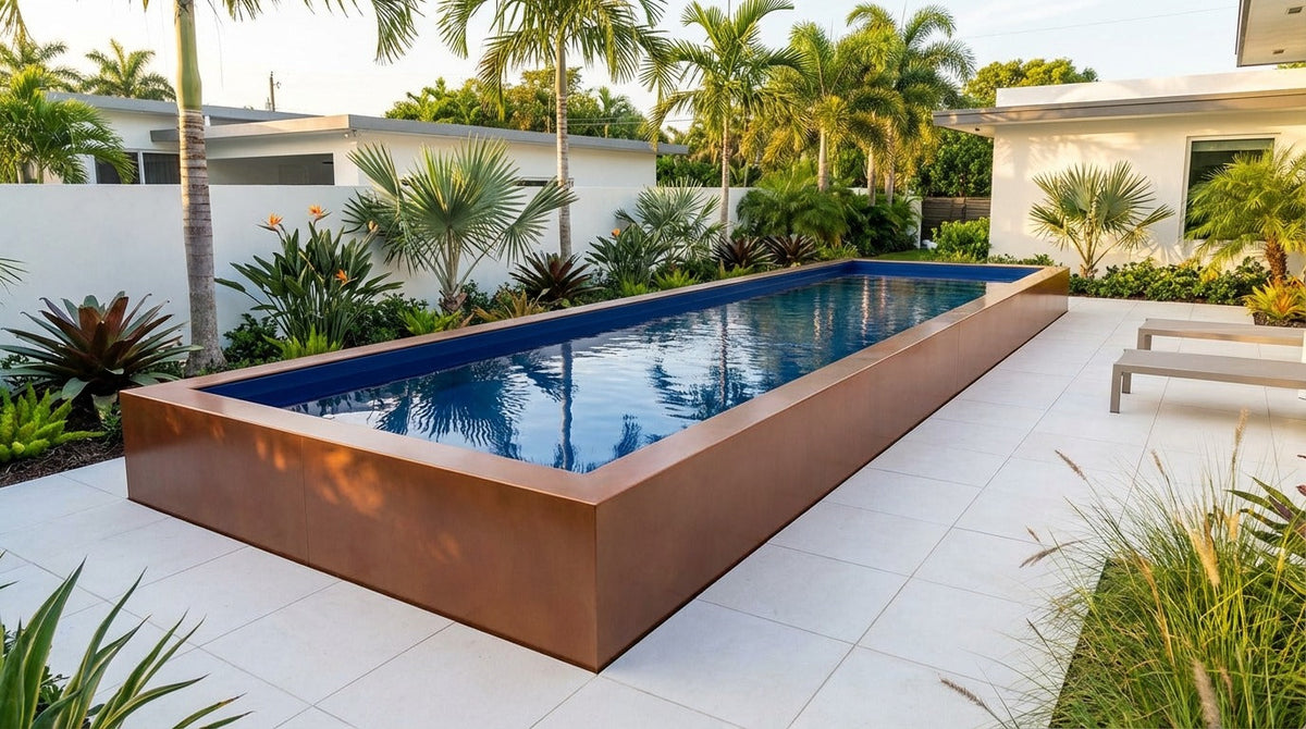 8 x 36 Espresso Copper Deep Sea Blue Architectural Pool