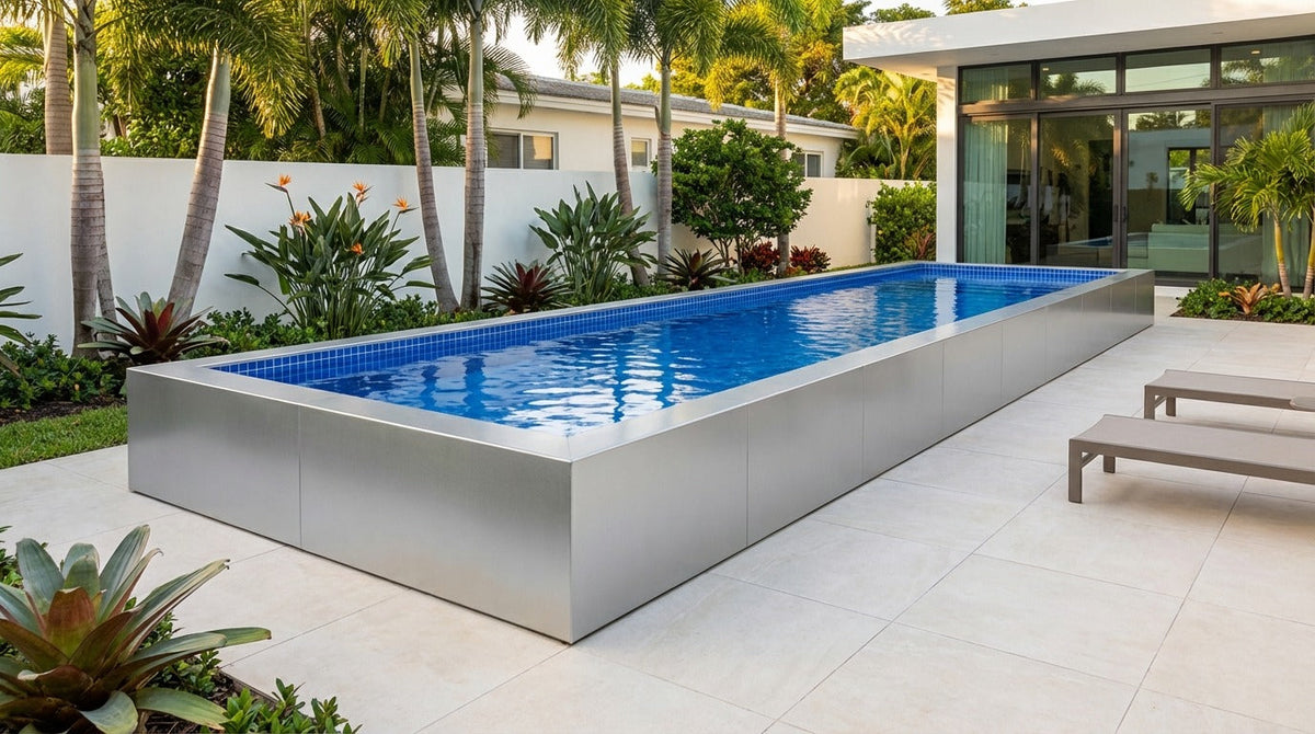 8 x 36 Platinum Silver Blue Matrix Architectural Pool
