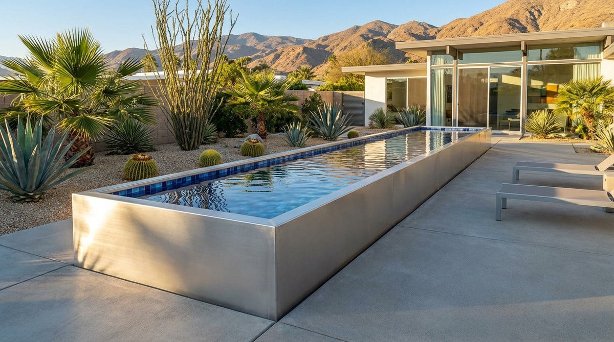 8 x 36 Platinum Silver Mystic Blue Architectural Pool