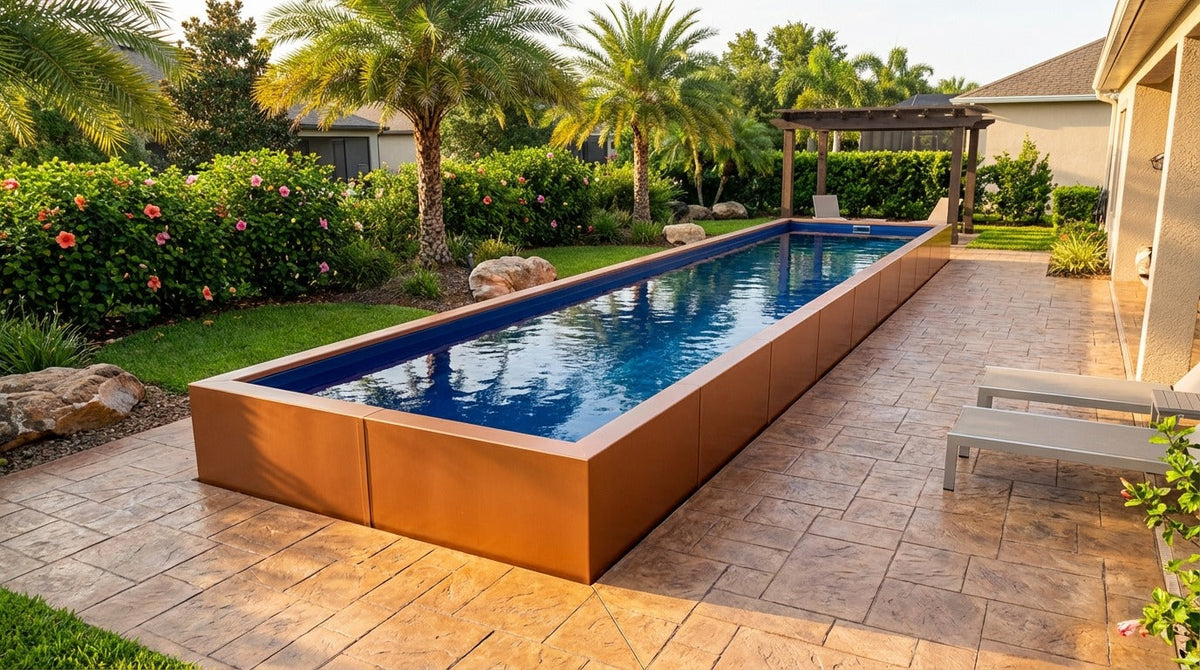 8 x 40 Espresso Copper Deep Sea Blue Architectural Pool