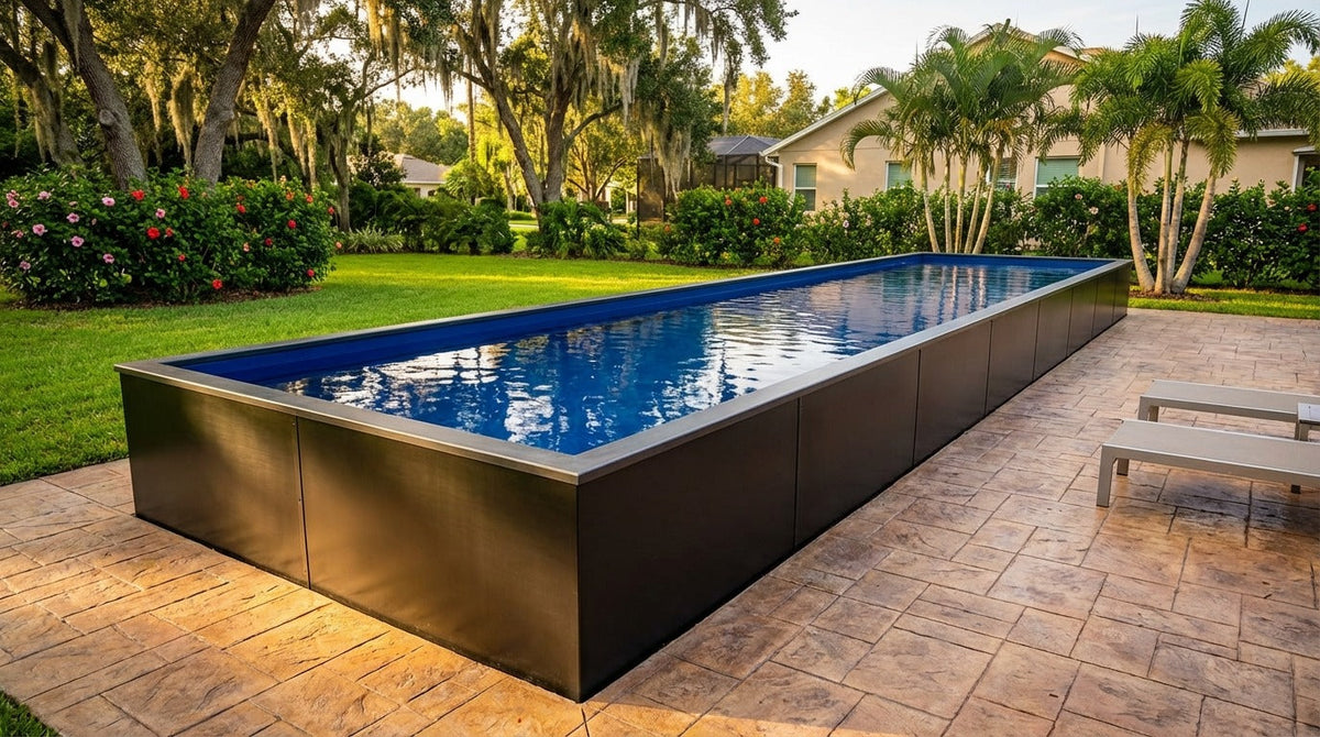 8 x 40 Midnight Black Deep Sea Blue Architectural Pool