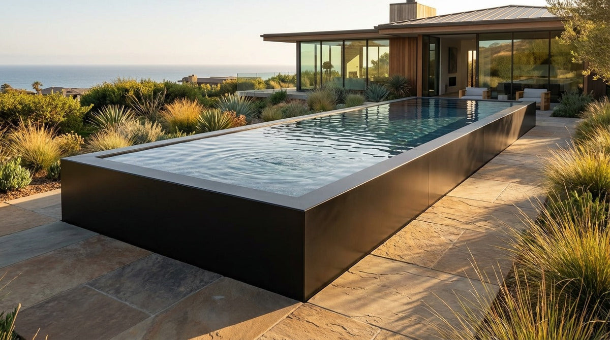 8 x 40 Midnight Black Titanium Stone Architectural Pool