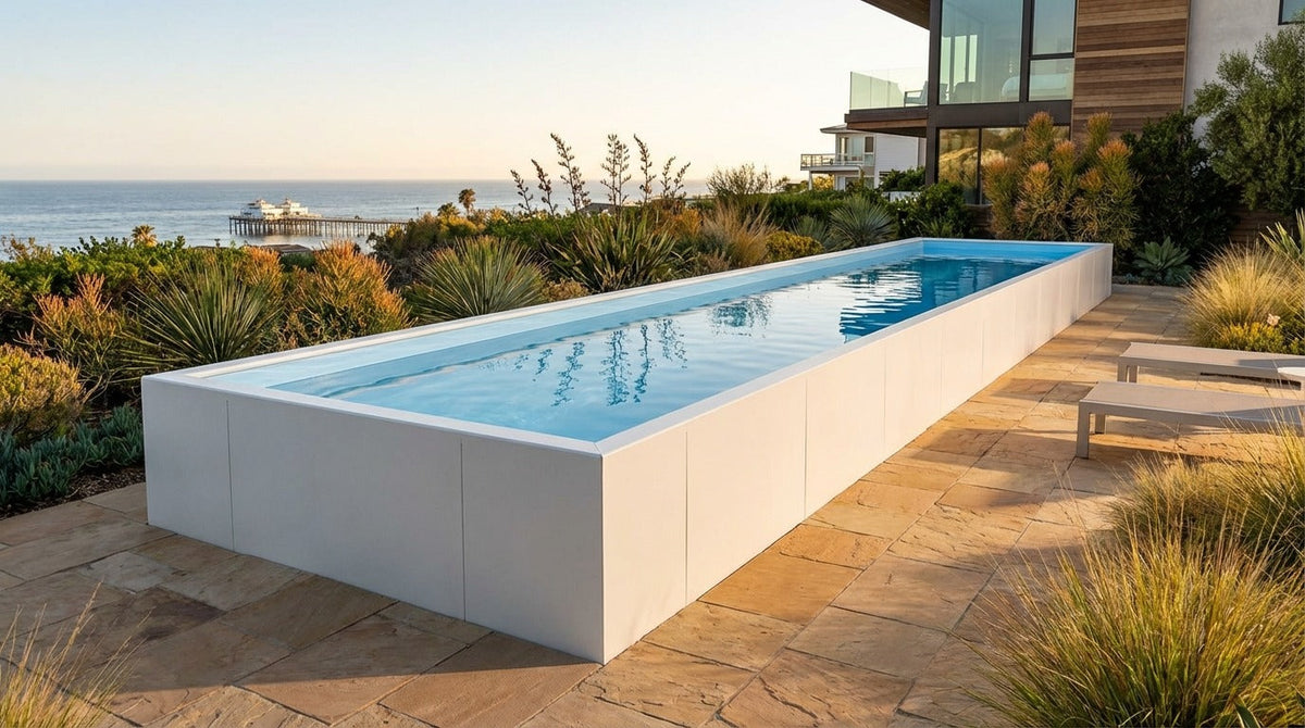 8 x 40 Alpine White Aqua Blue Architectural Pool