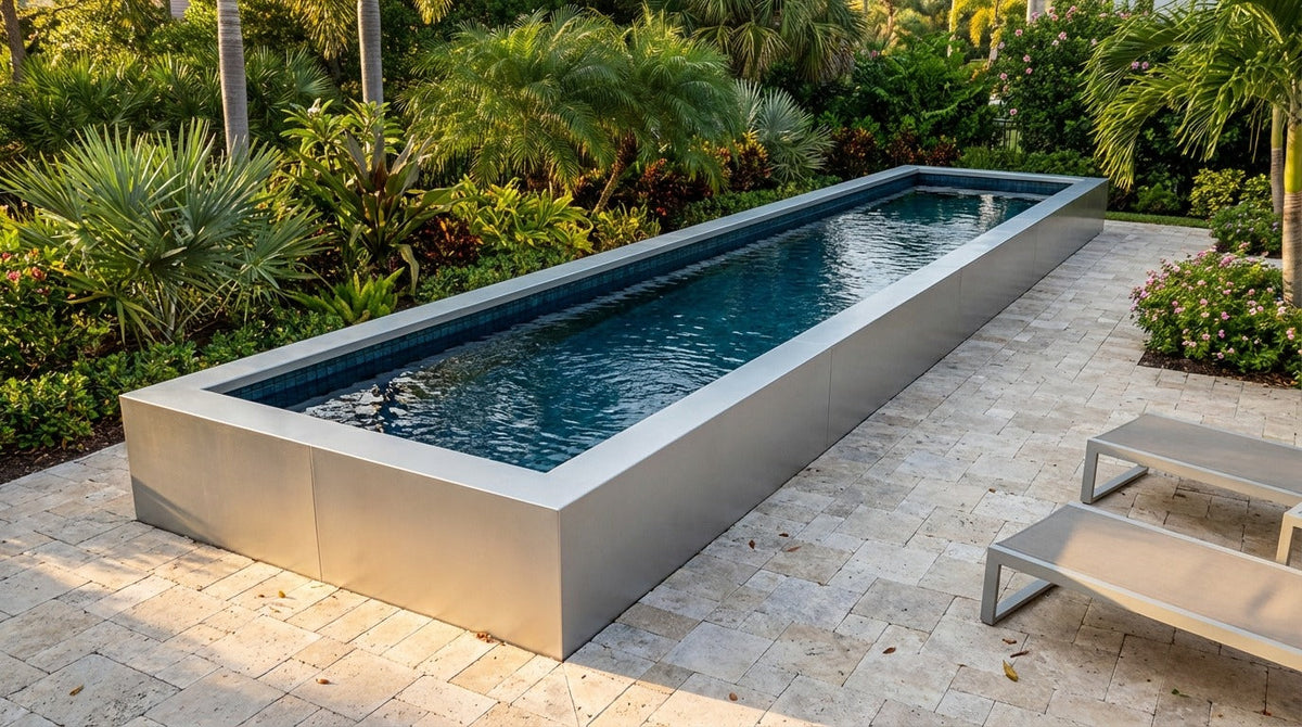 8 x 40 Platinum Silver Black Sapphire Architectural Pool