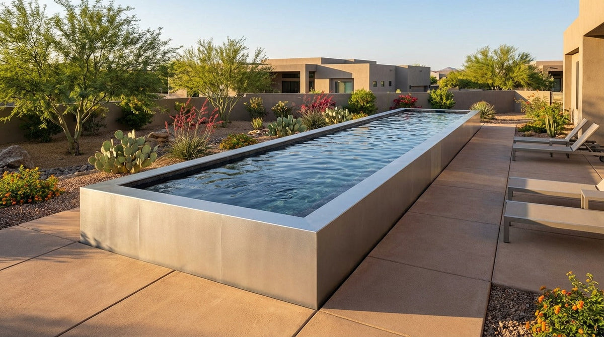8 x 40 Platinum Silver Titanium Stone Architectural Pool