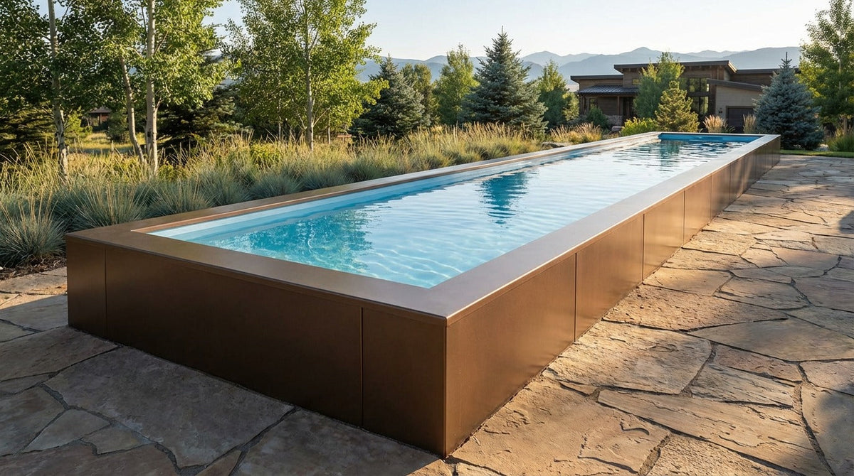 8 x 44 Canyon Bronze Aqua Blue Architectural Pool