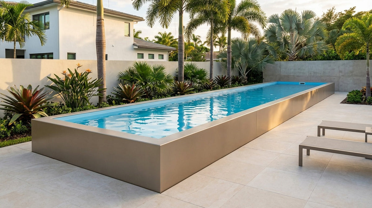 8 x 44 Champagne Mist Aqua Blue Architectural Pool