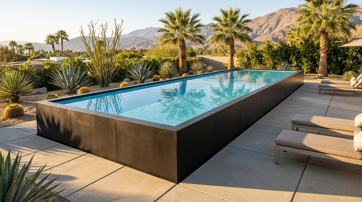 8 x 44 Midnight Black Aqua Blue Architectural Pool