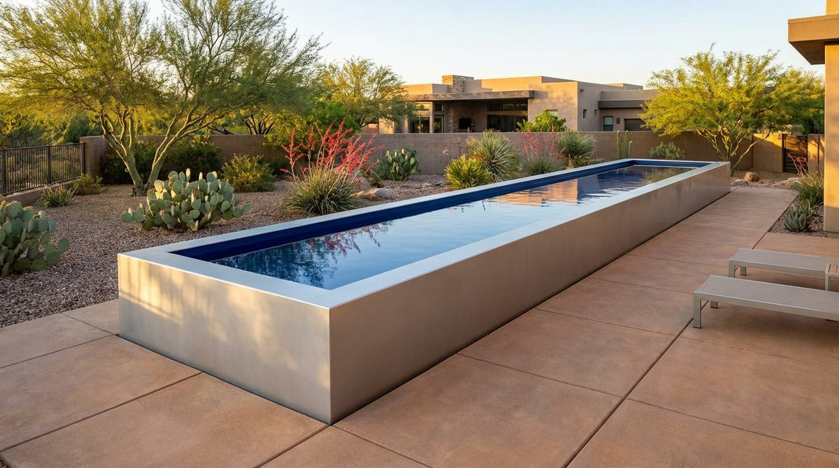 8 x 44 Platinum Silver Deep Sea Blue Architectural Pool