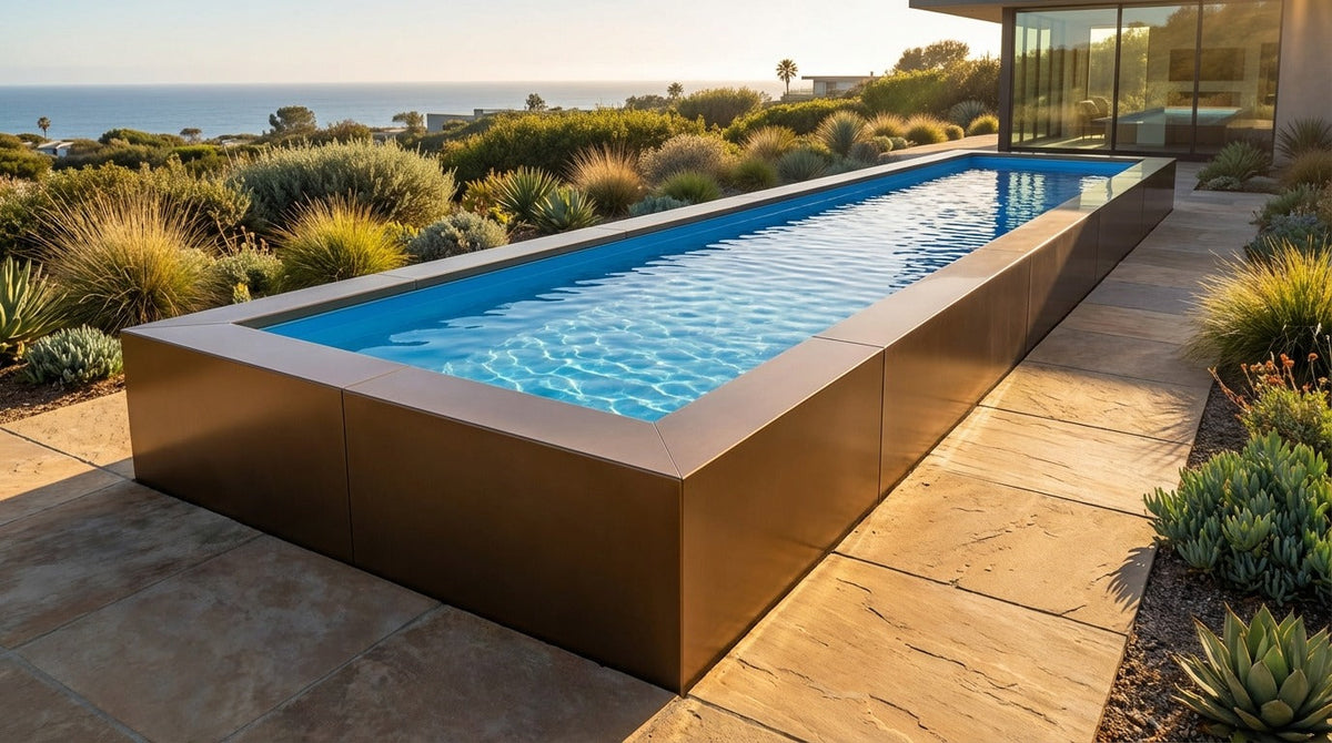 8 x 48 Canyon Bronze Aqua Blue Architectural Pool