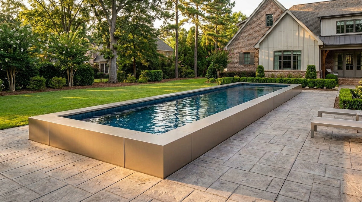 8 x 48 Champagne Mist Black Sapphire Architectural Pool