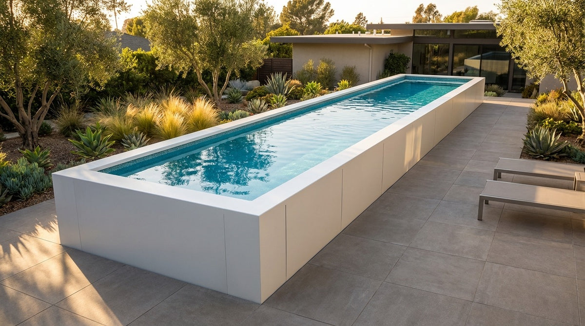 8 x 48 Alpine White Blue Topaz Architectural Pool