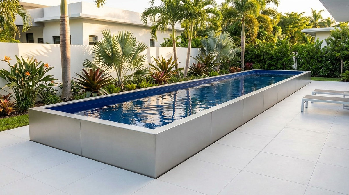 8 x 52 Platinum Silver Deep Sea Blue Architectural Pool