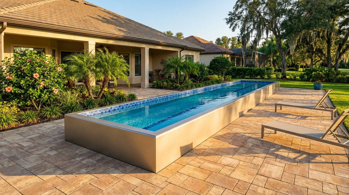 8 x 56 Champagne Mist Mystic Blue Architectural Pool