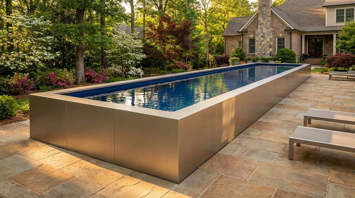 8 x 56 Champagne Mist Deep Sea Blue Architectural Pool
