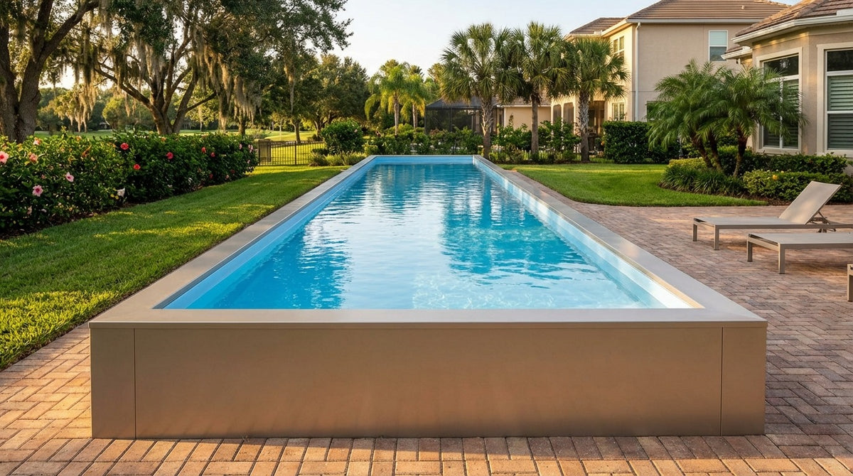 8 x 56 Champagne Mist Aqua Blue Architectural Pool