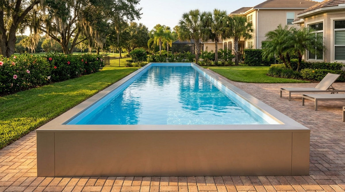 8 x 56 Champagne Mist Aqua Blue Architectural Pool