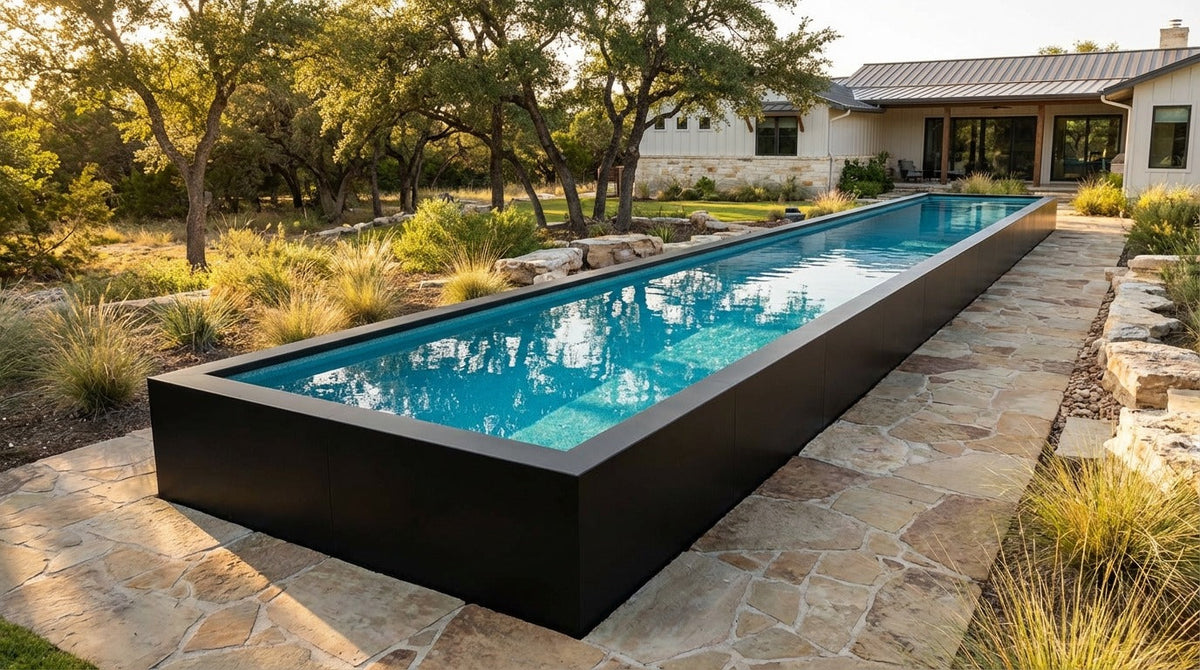8 x 56 Midnight Black Blue Topaz Architectural Pool