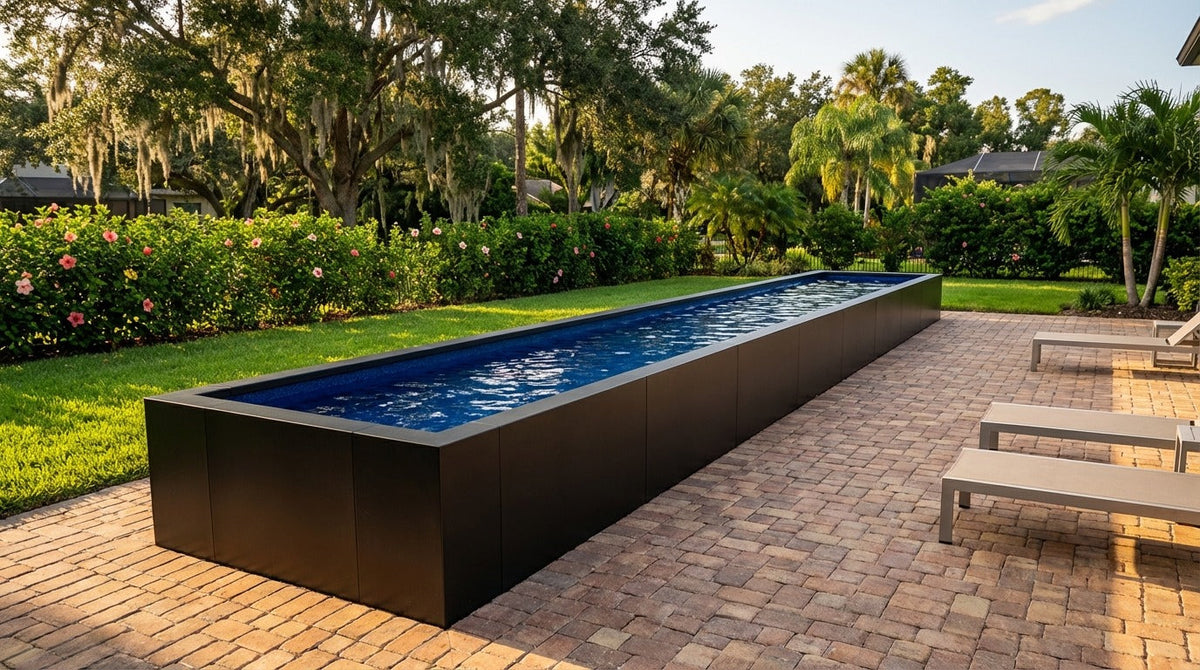 8 x 56 Midnight Black Deep Sea Blue Architectural Pool