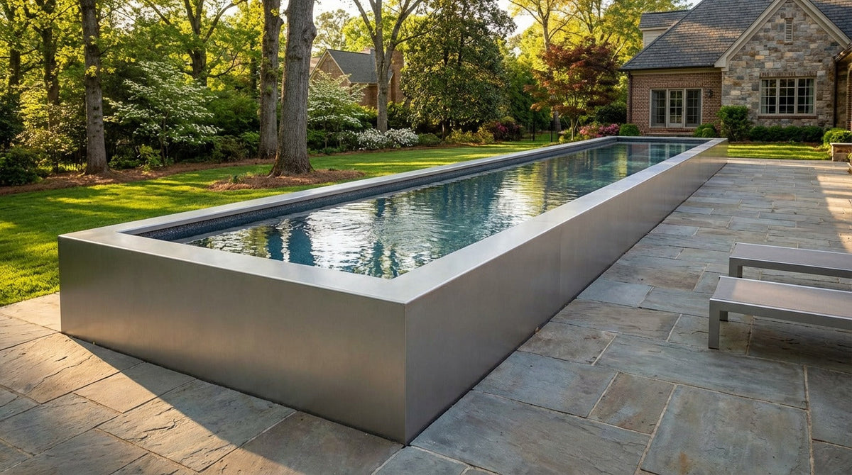 8 x 56 Platinum Silver Titanium Stone Architectural Pool