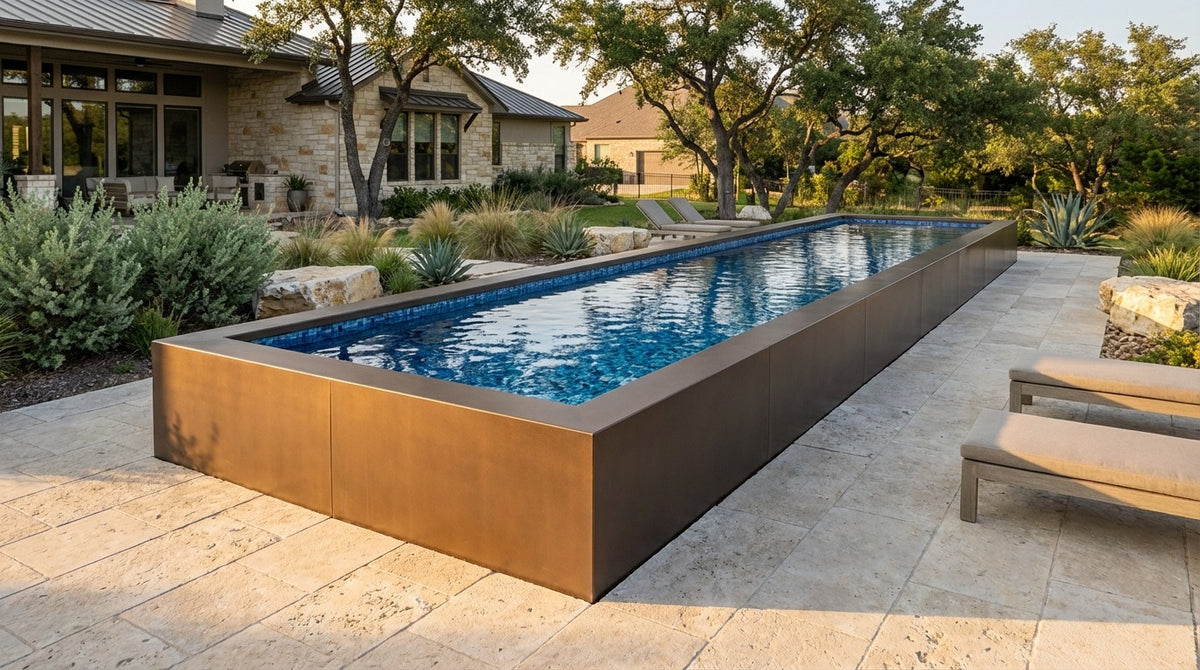 8 x 60 Canyon Bronze Mystic Blue Architectural Pool
