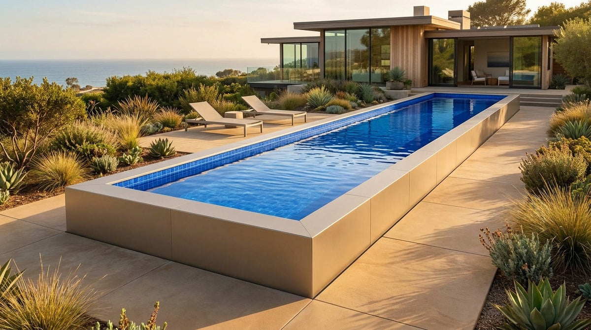 8 x 60 Champagne Mist Blue Matrix Architectural Pool