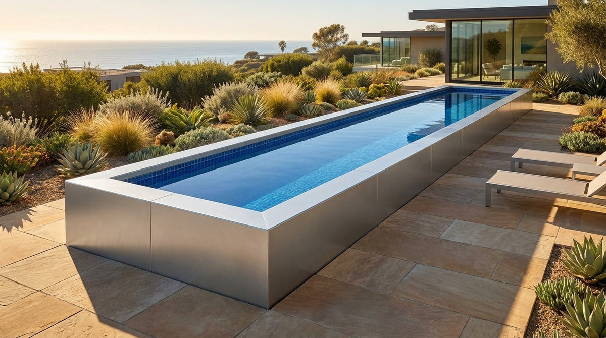 8 x 60 Platinum Silver Blue Matrix Architectural Pool