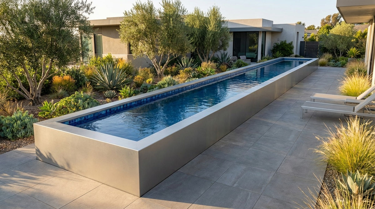 8 x 60 Platinum Silver Mystic Blue Architectural Pool