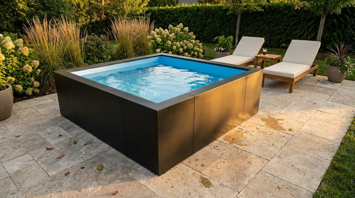 8 x 8 Midnight Black Aqua Blue Architectural Pool
