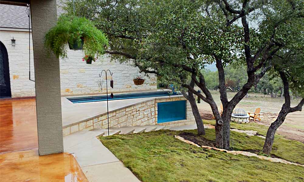 Ecopool Shipping Container Pool with Window and Rockwork